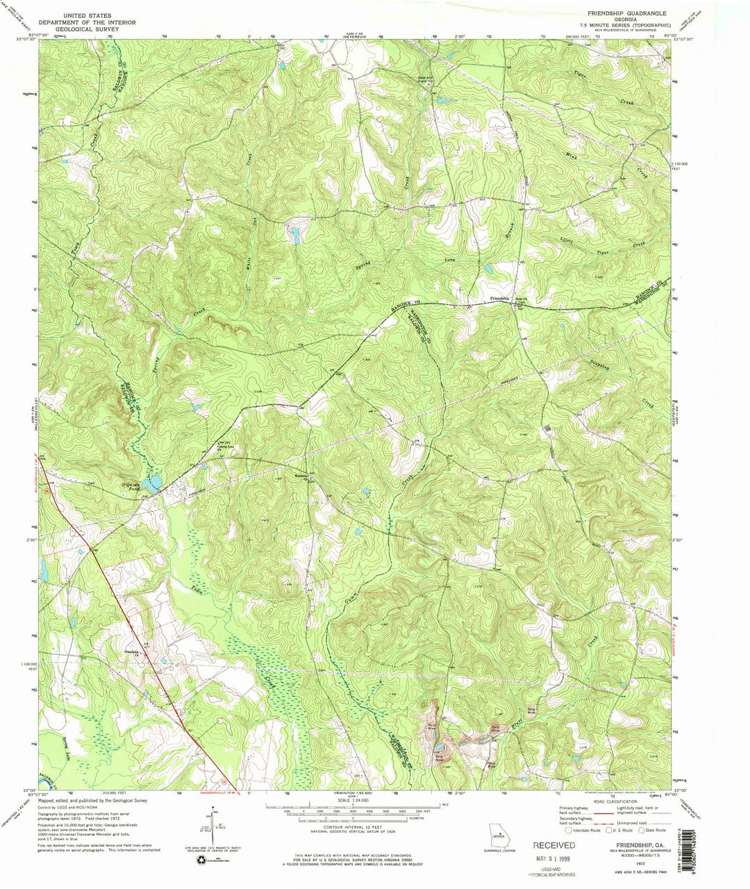 1972 Friendship, GA - Georgia - USGS Topographic Map