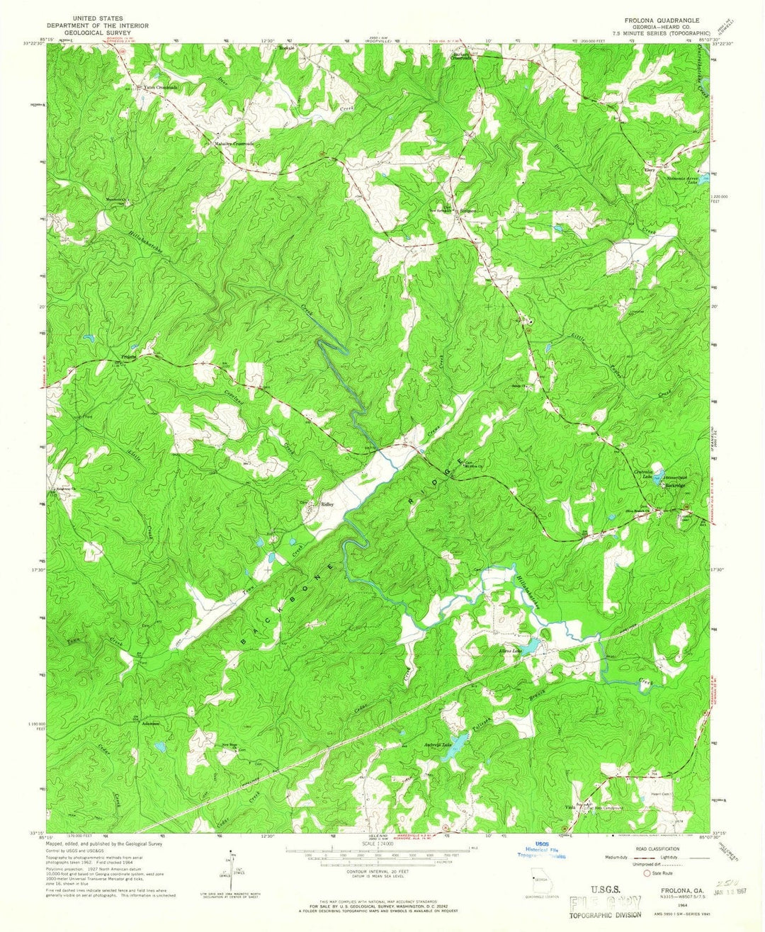 1964 Frolona, GA - Georgia - USGS Topographic Map