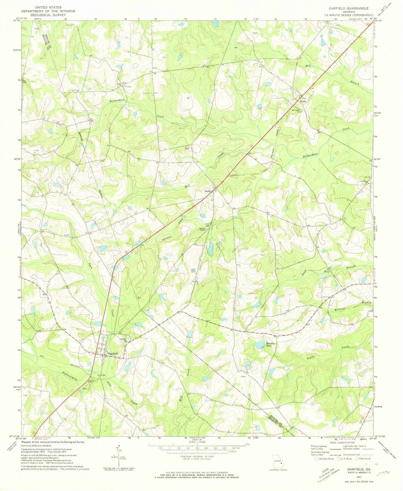 1971 Garfield, GA - Georgia - USGS Topographic Map