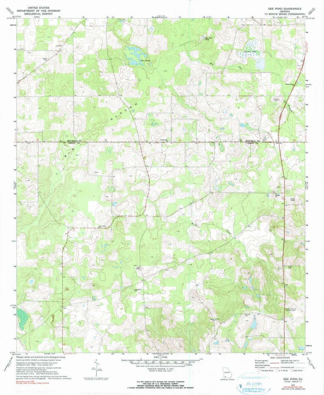 1971 Gee Pond, GA - Georgia - USGS Topographic Map
