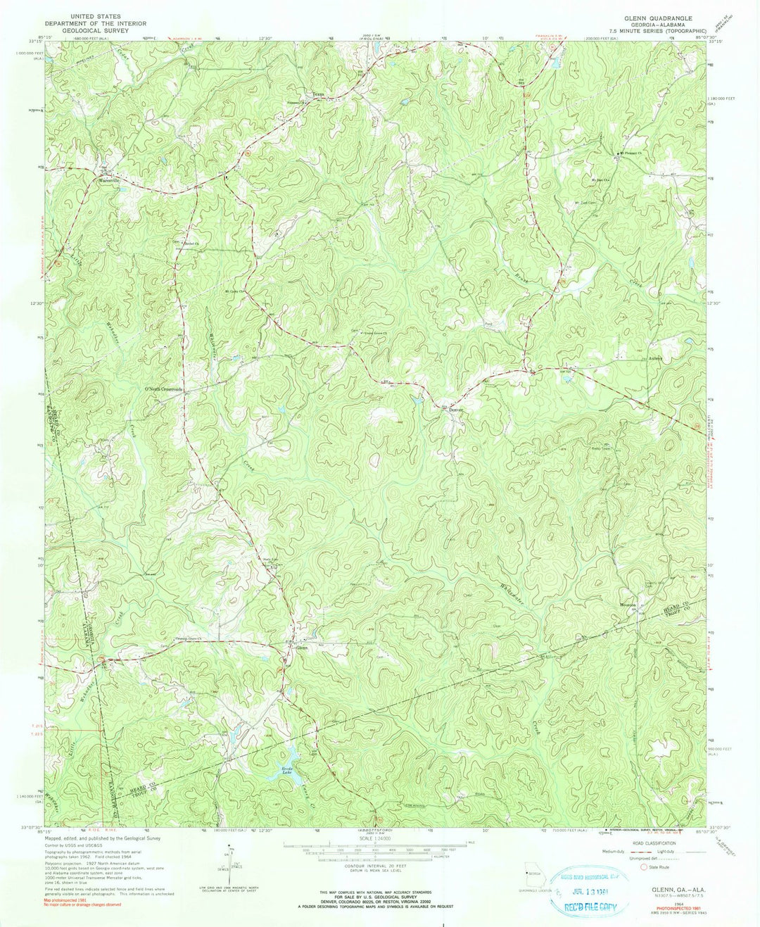 1964 Glenn, GA - Georgia - USGS Topographic Map