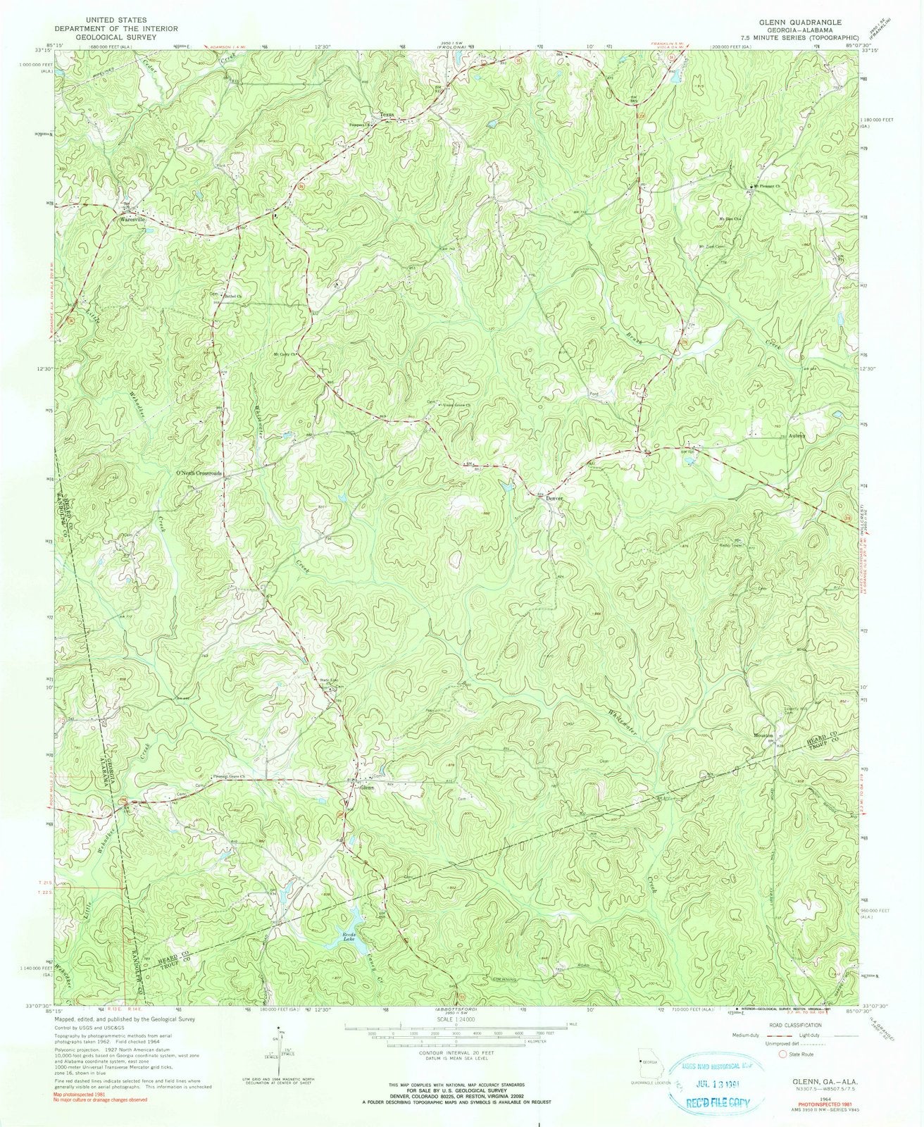 1964 Glenn, GA - Georgia - USGS Topographic Map