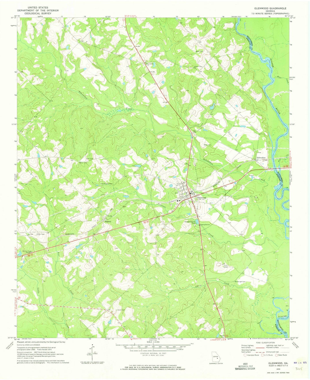 1970 Glenwood, GA - Georgia - USGS Topographic Map