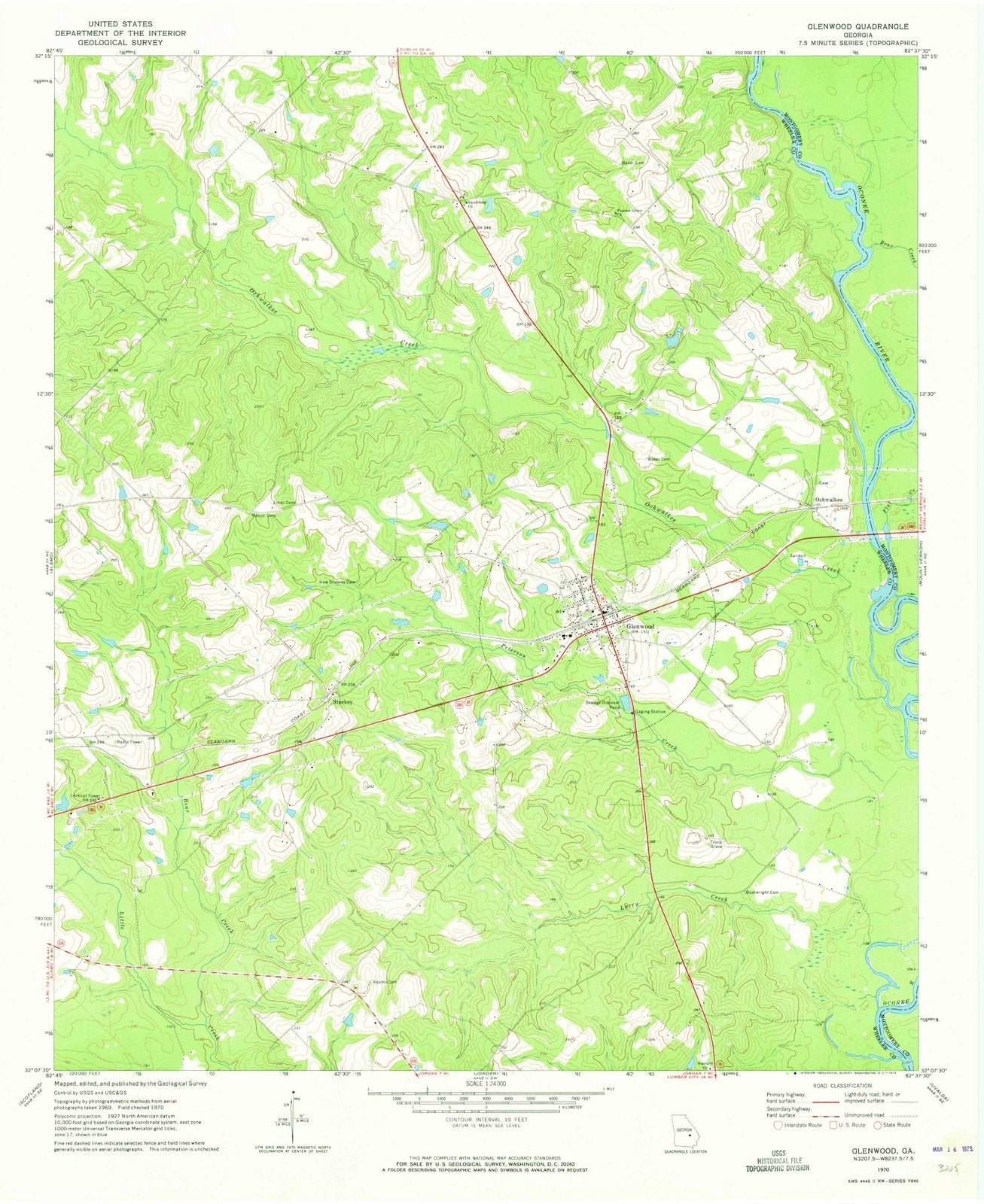 1970 Glenwood, GA - Georgia - USGS Topographic Map