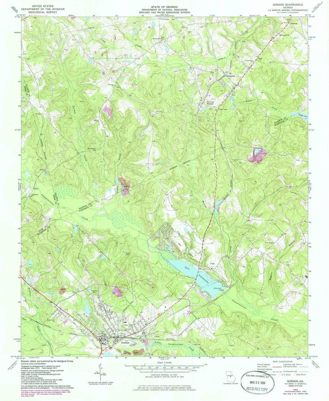 1973 Gordon, GA - Georgia - USGS Topographic Map