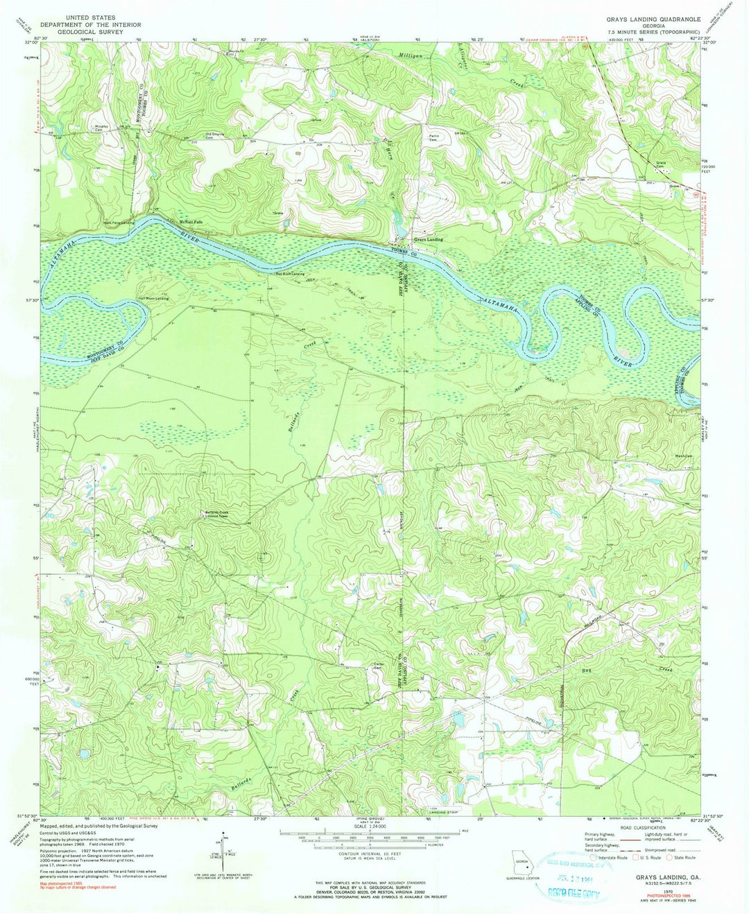 1970 Grays Landing, GA - Georgia - USGS Topographic Map
