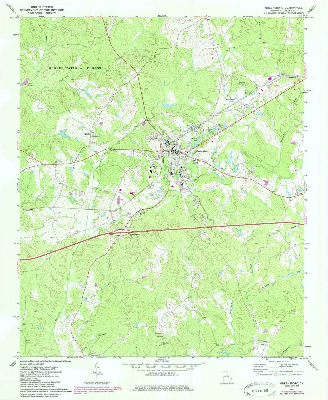 1972 Greensboro, GA - Georgia - USGS Topographic Map