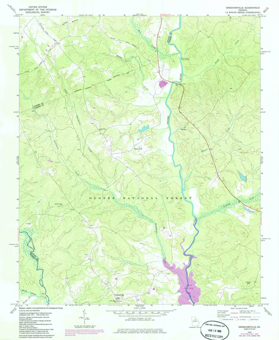 1972 Greshamville, GA - Georgia - USGS Topographic Map
