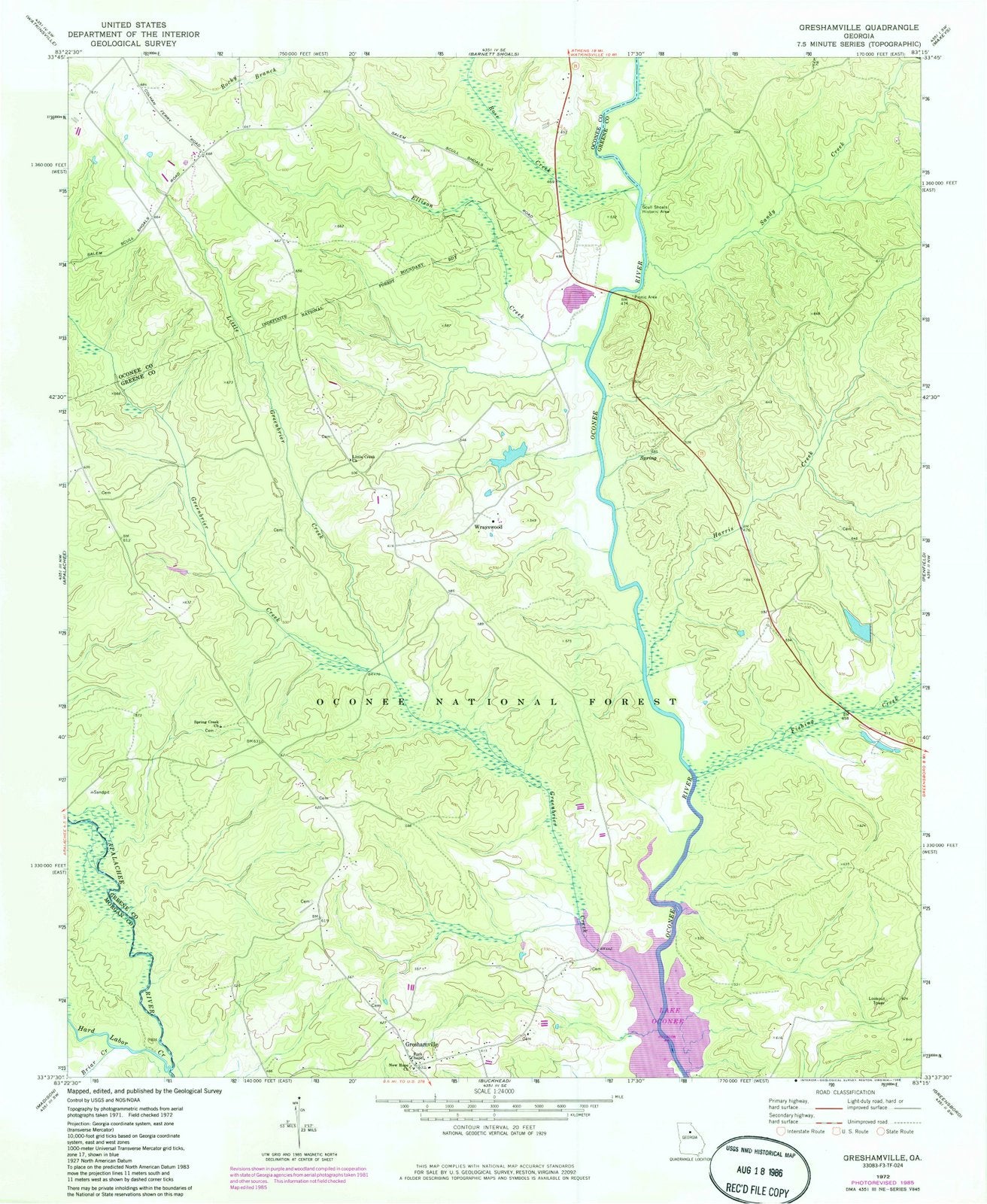 1972 Greshamville, GA - Georgia - USGS Topographic Map