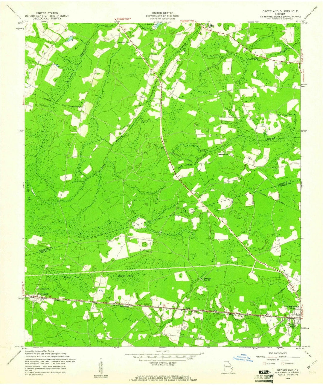 1958 Groveland, GA - Georgia - USGS Topographic Map