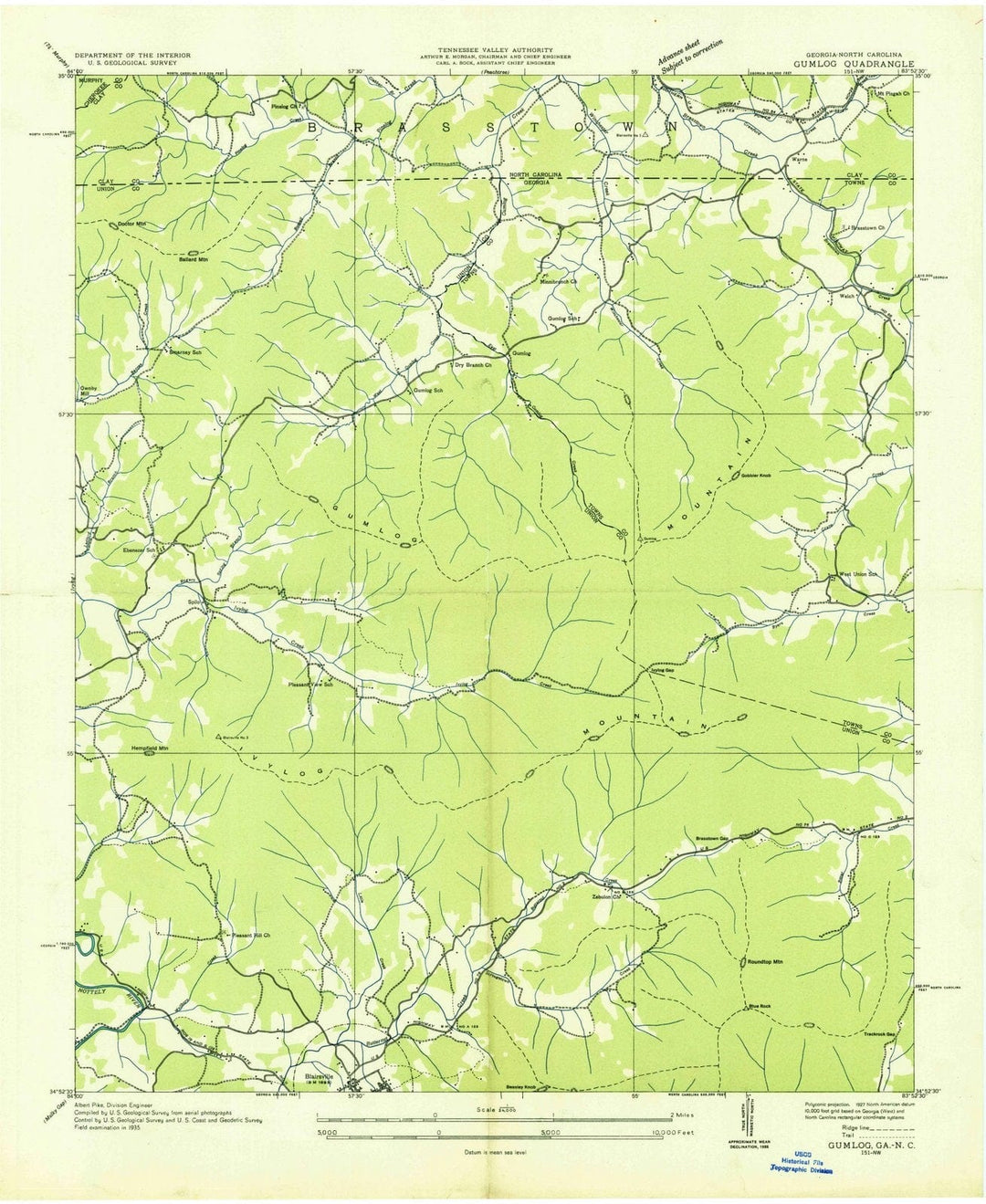 1935 Gumlog, GA - Georgia - USGS Topographic Map