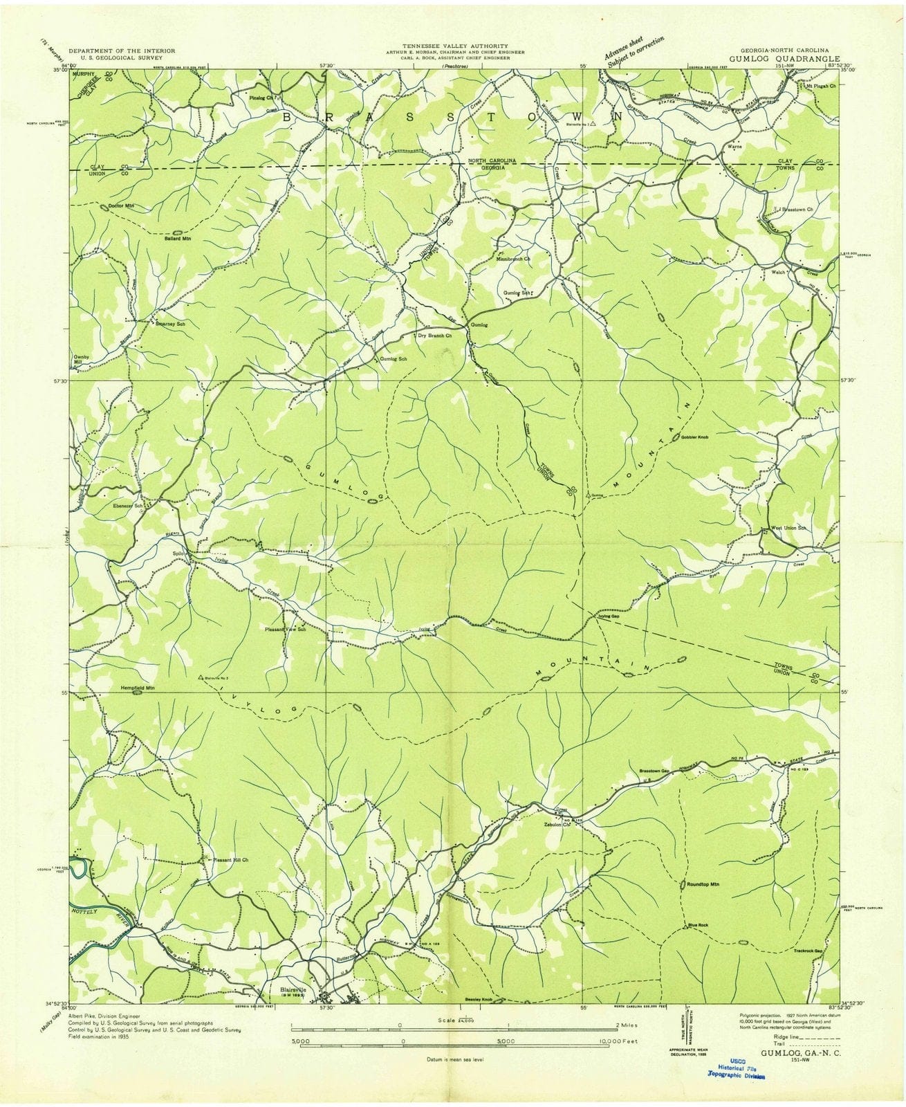1935 Gumlog, GA - Georgia - USGS Topographic Map