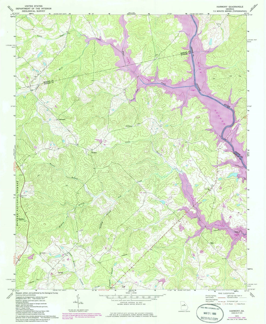 1972 Harmony, GA - Georgia - USGS Topographic Map