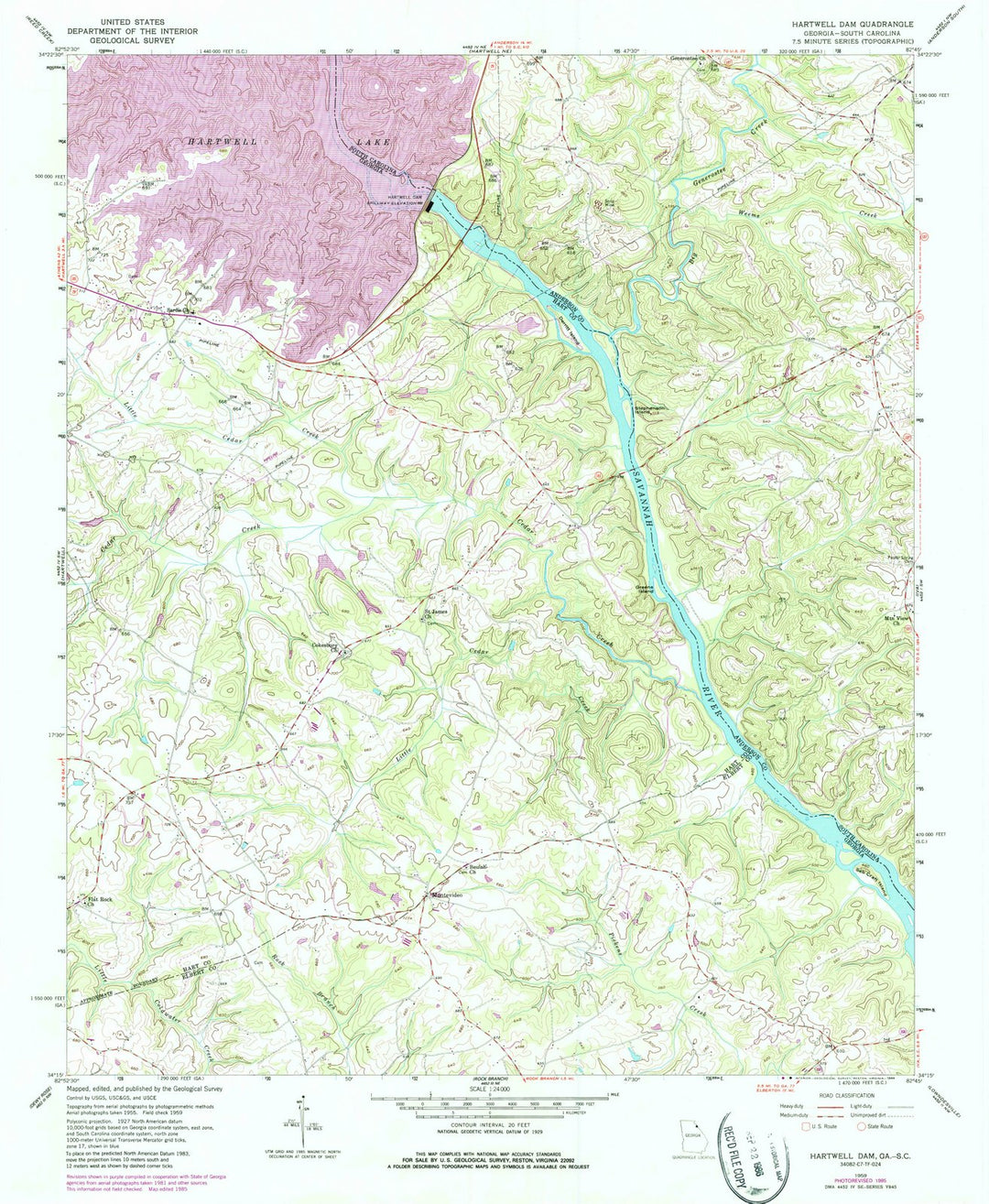 1959 Hartwellam, GA - Georgia - USGS Topographic Map