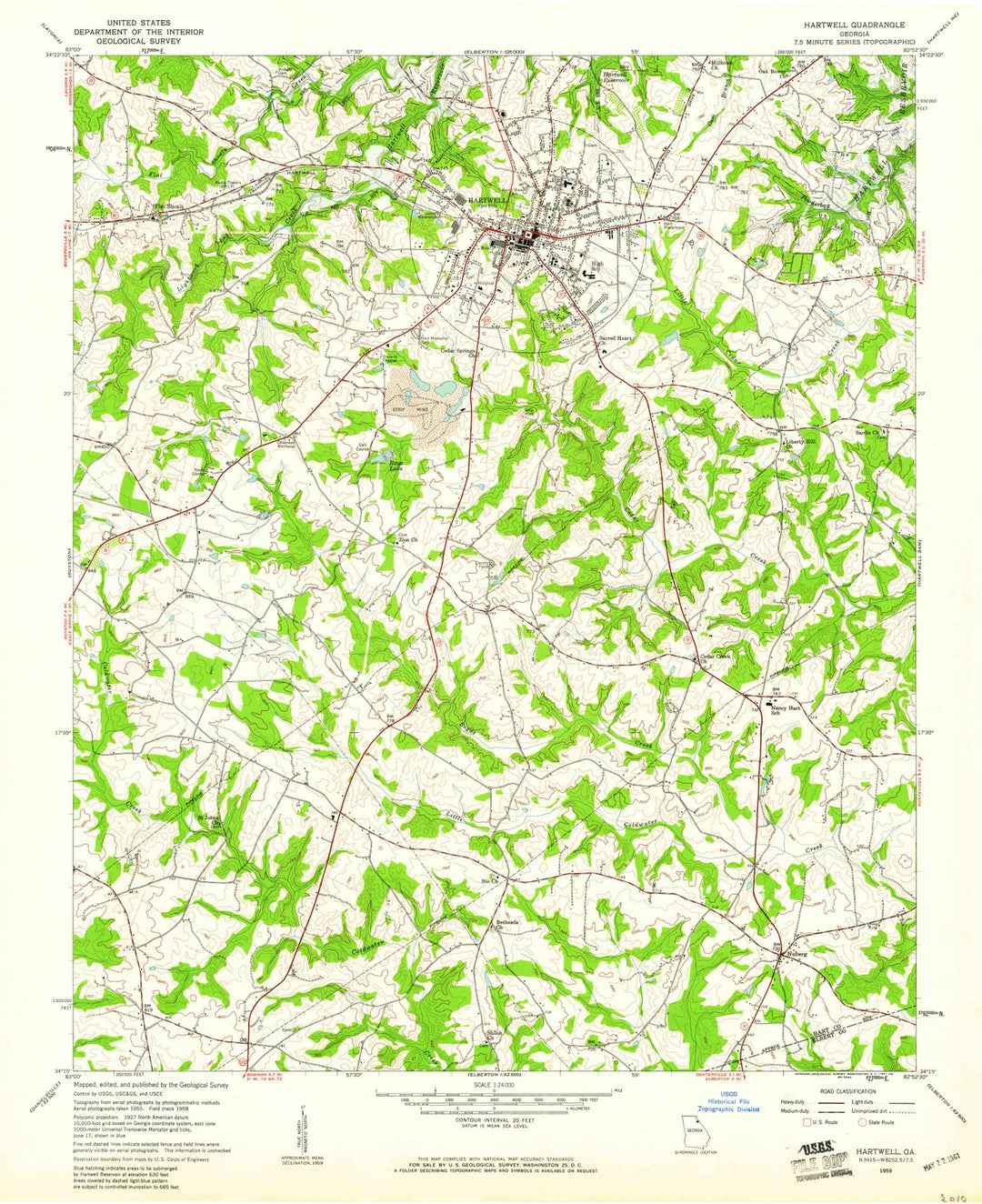1959 Hartwell, GA - Georgia - USGS Topographic Map