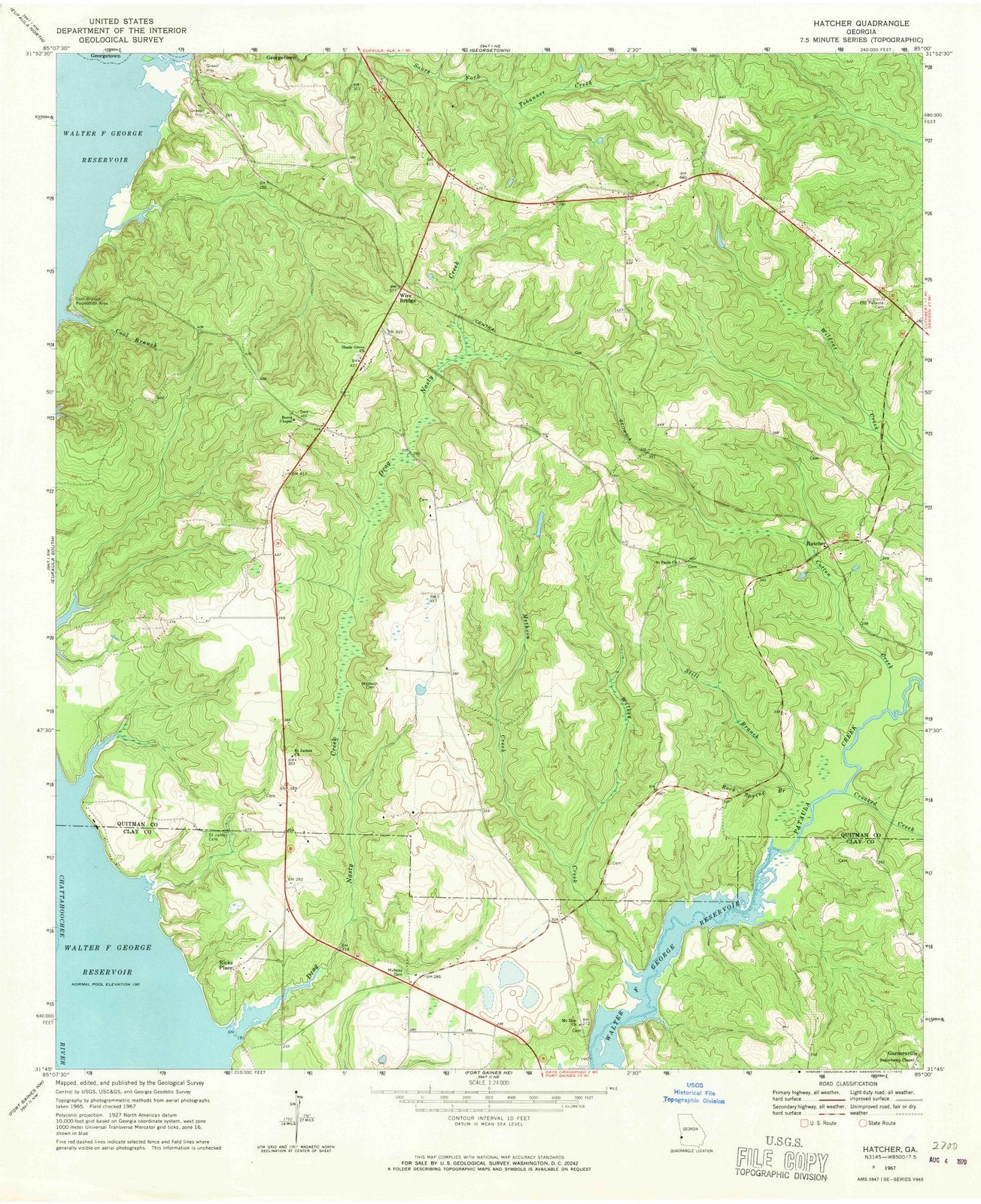 1967 Hatcher, GA - Georgia - USGS Topographic Map