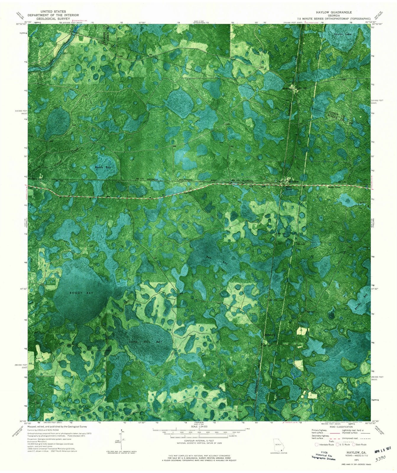 1971 Haylow, GA - Georgia - USGS Topographic Map