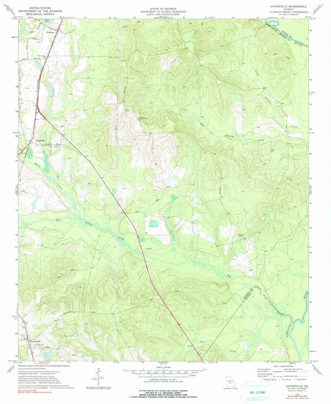1973 Hayneville, GA - Georgia - USGS Topographic Map
