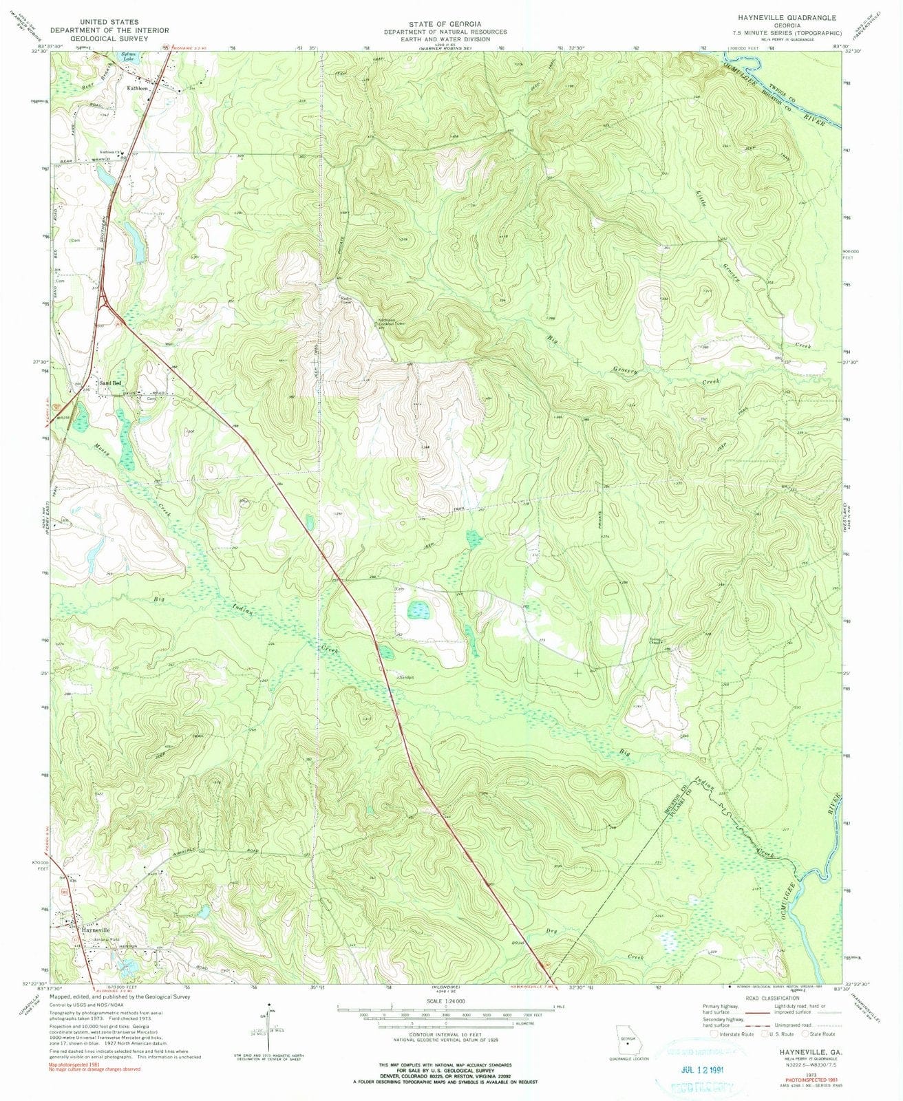 1973 Hayneville, GA - Georgia - USGS Topographic Map