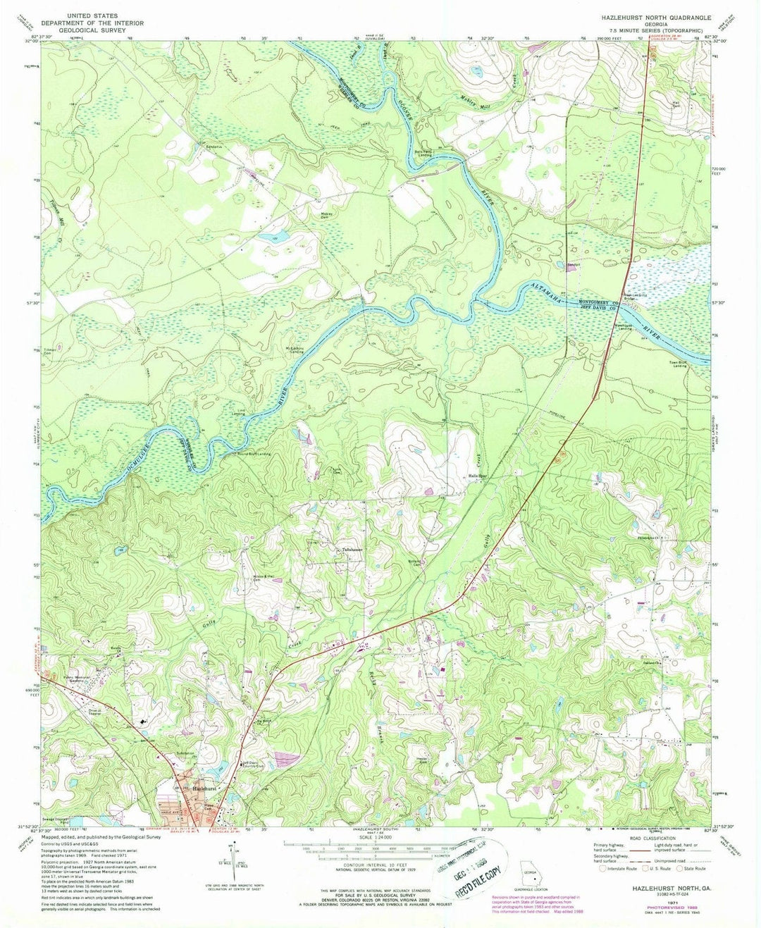 1971 Hazlehurst North, GA - Georgia - USGS Topographic Map