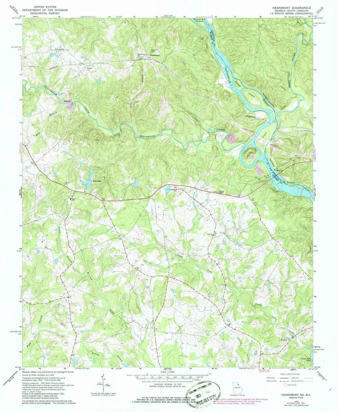 1964 Heardmont, GA - Georgia - USGS Topographic Map