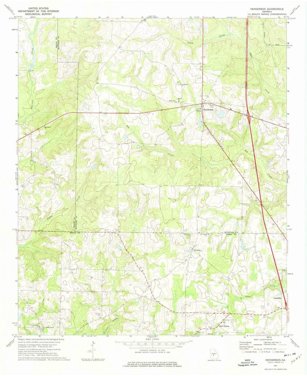 1971 Henderson, GA - Georgia - USGS Topographic Map