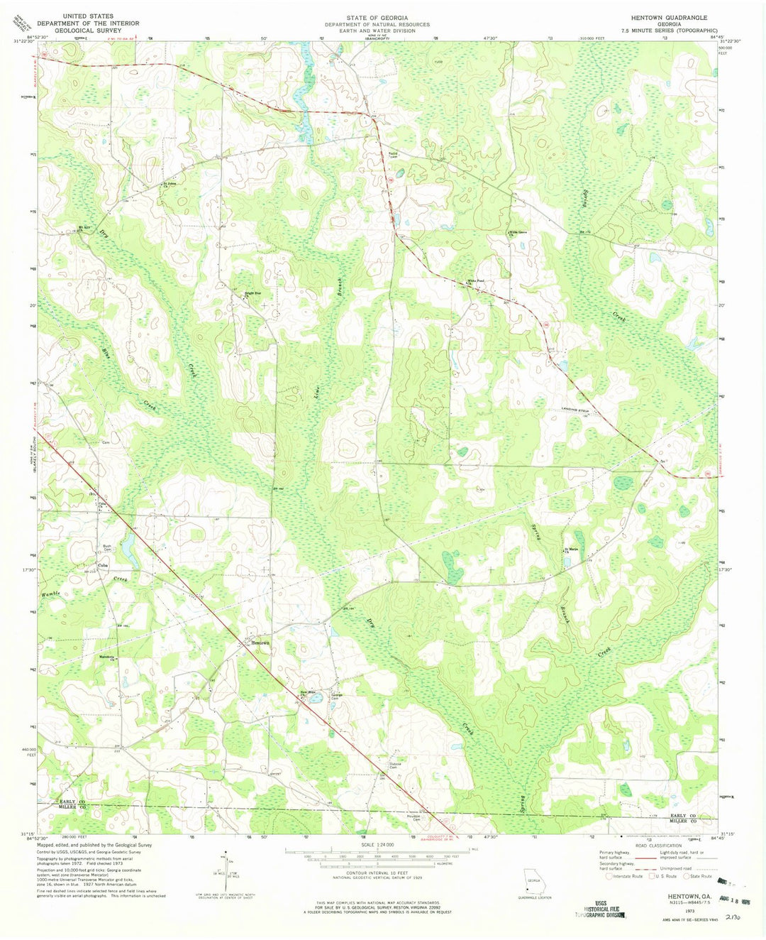 1973 Hentown, GA - Georgia - USGS Topographic Map