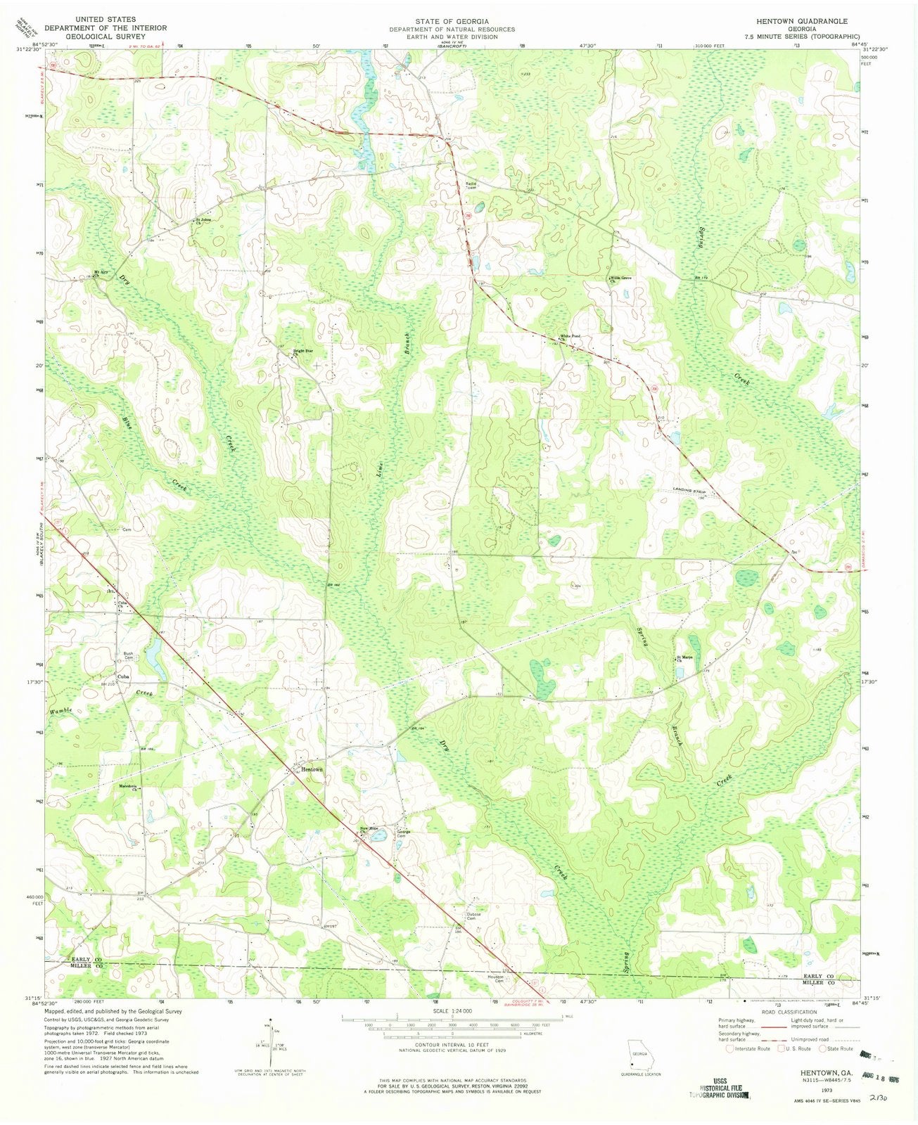 1973 Hentown, GA - Georgia - USGS Topographic Map
