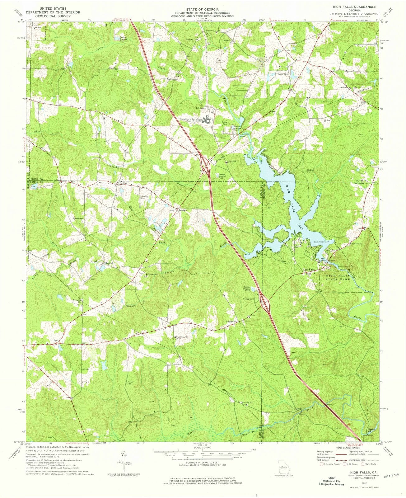 1973 High Falls, GA - Georgia - USGS Topographic Map