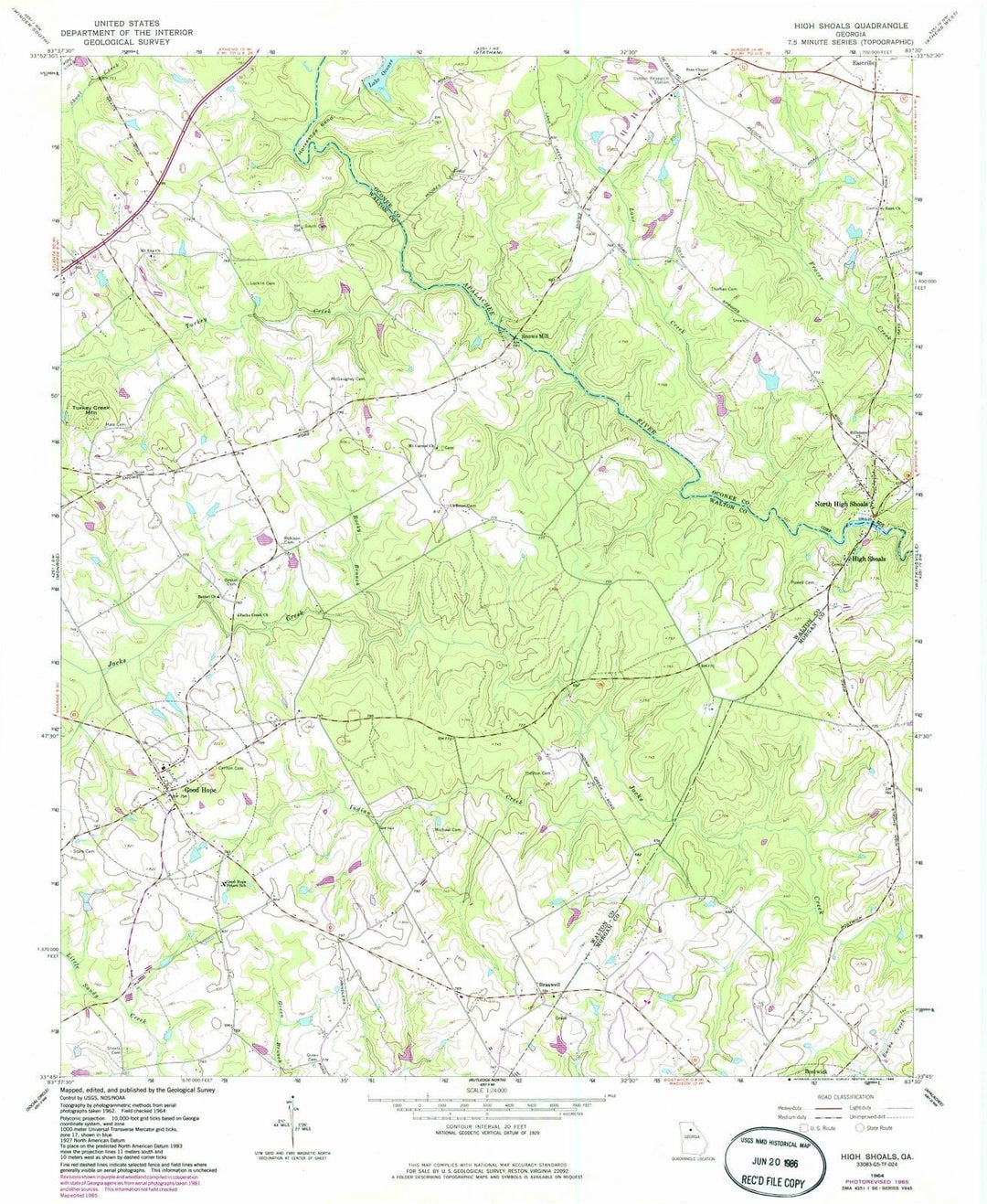 1964 High Shoals, GA - Georgia - USGS Topographic Map