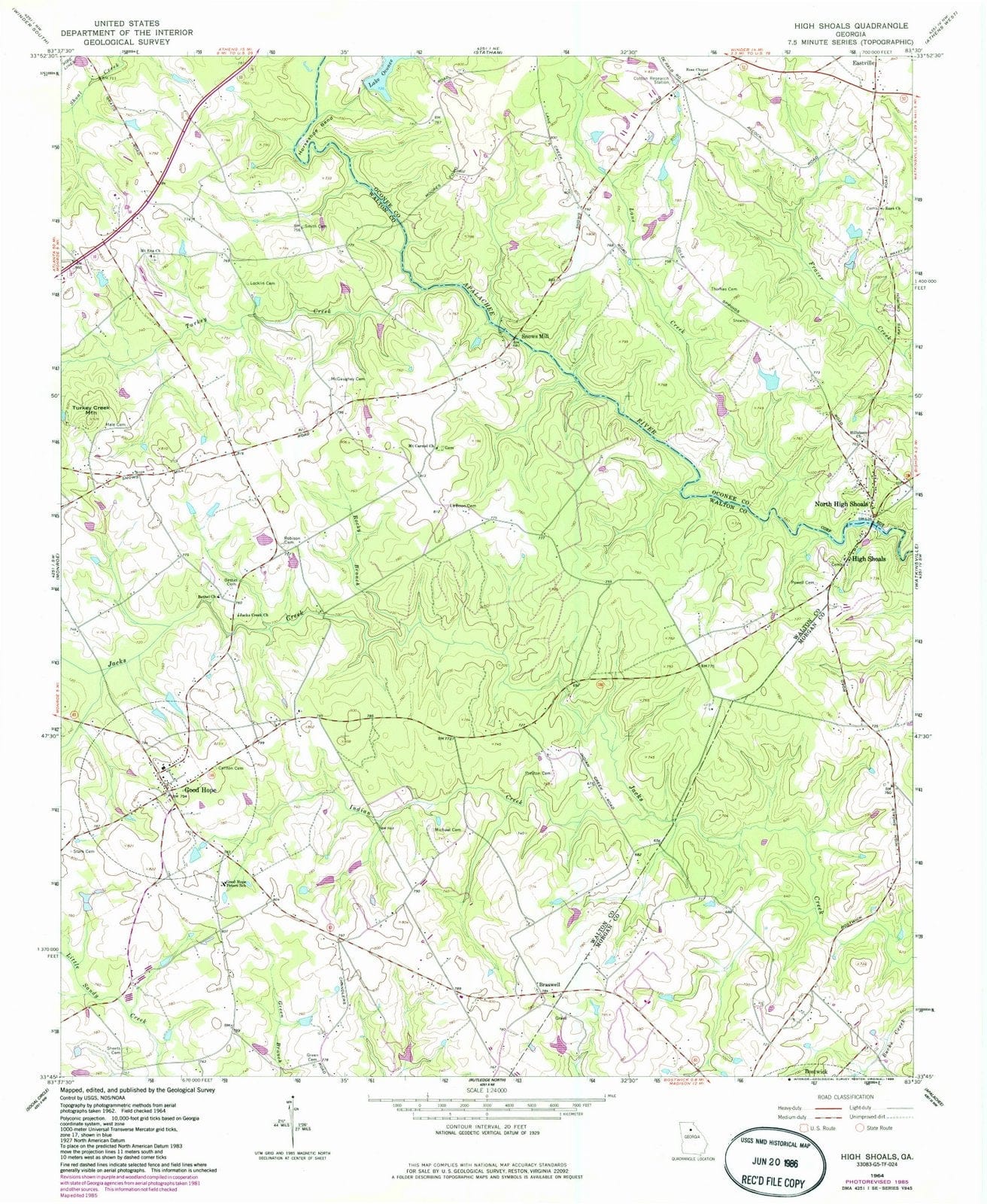 1964 High Shoals, GA - Georgia - USGS Topographic Map