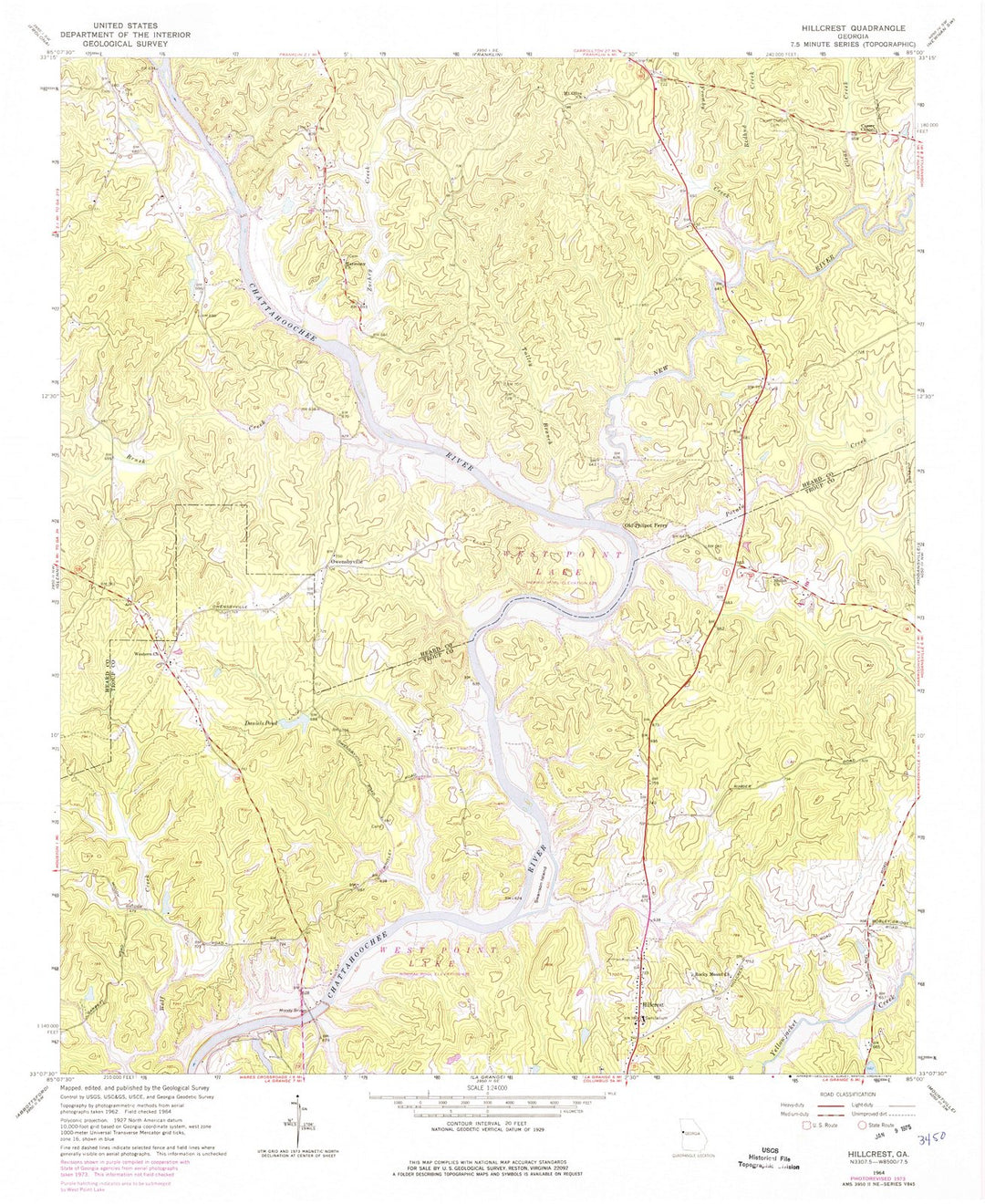 1964 Hillcrest, GA - Georgia - USGS Topographic Map