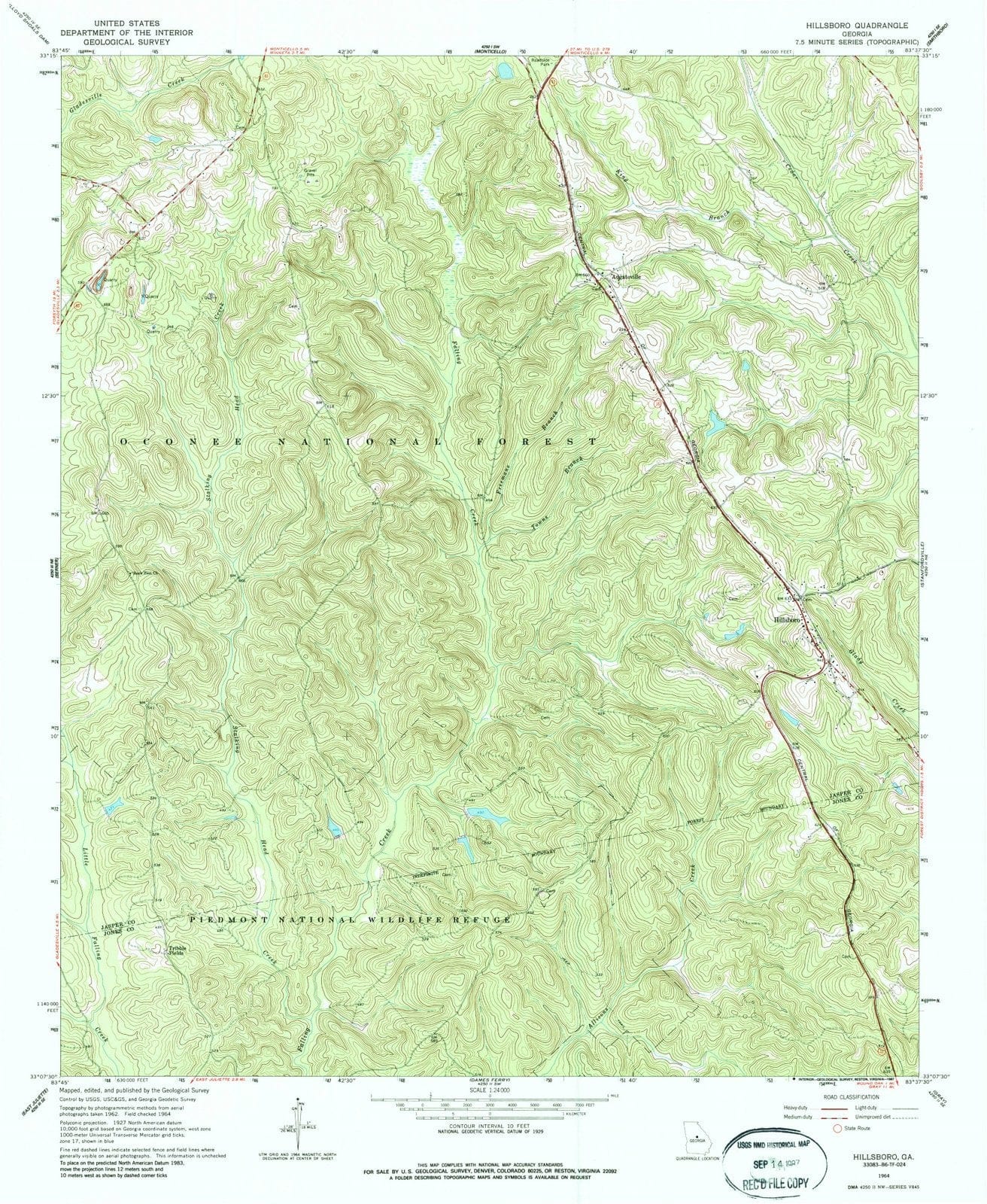 1964 Hillsboro, GA - Georgia - USGS Topographic Map