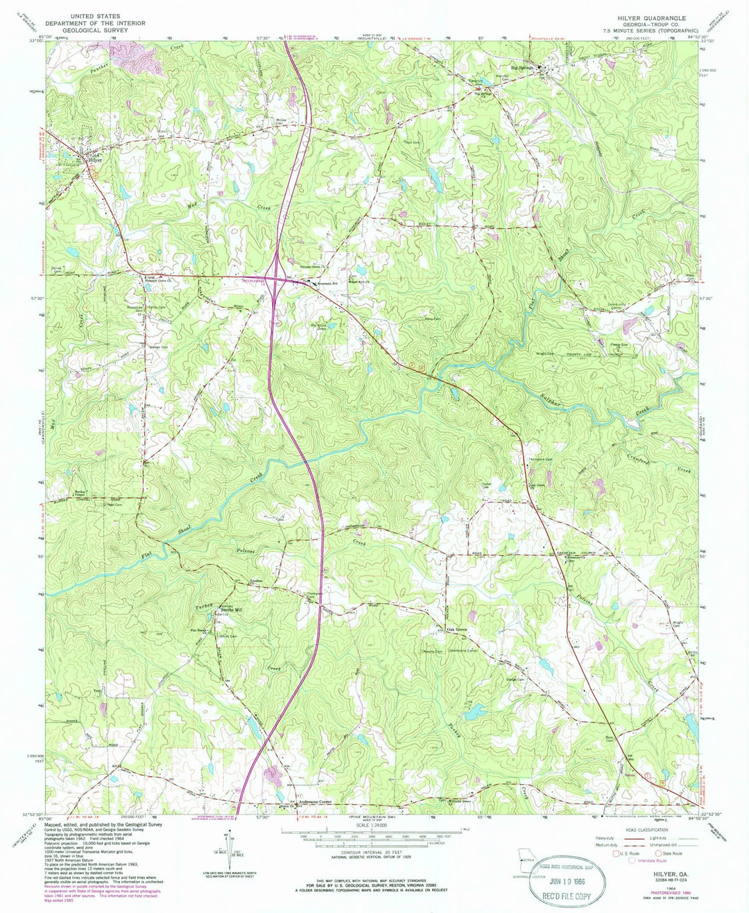 1964 Hilyer, GA - Georgia - USGS Topographic Map