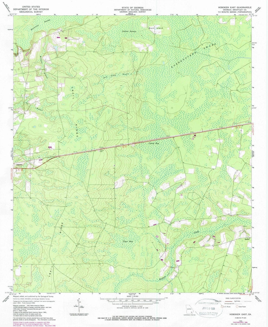 1966 Hoboken East, GA - Georgia - USGS Topographic Map