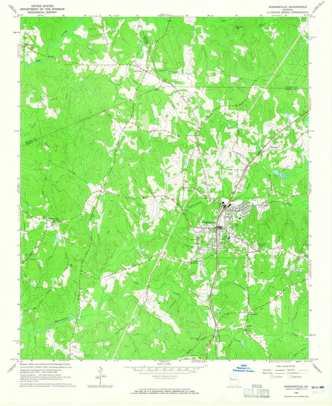 1964 Hogansville, GA - Georgia - USGS Topographic Map