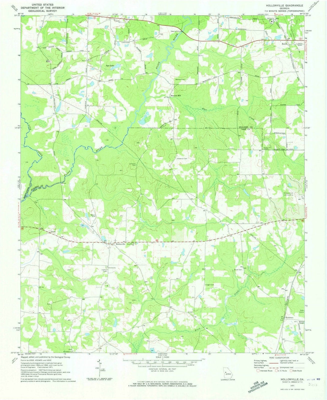 1971 Hollonville, GA - Georgia - USGS Topographic Map