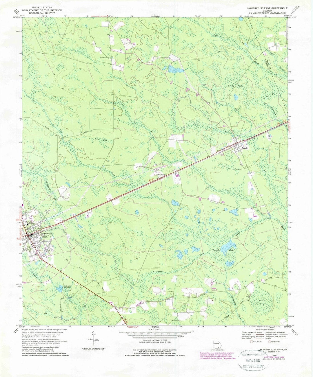 1968 Homerville East, GA - Georgia - USGS Topographic Map