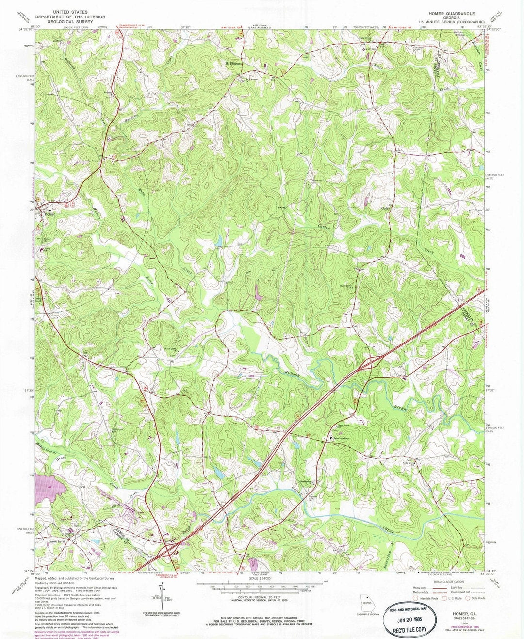 1964 Homer, GA - Georgia - USGS Topographic Map