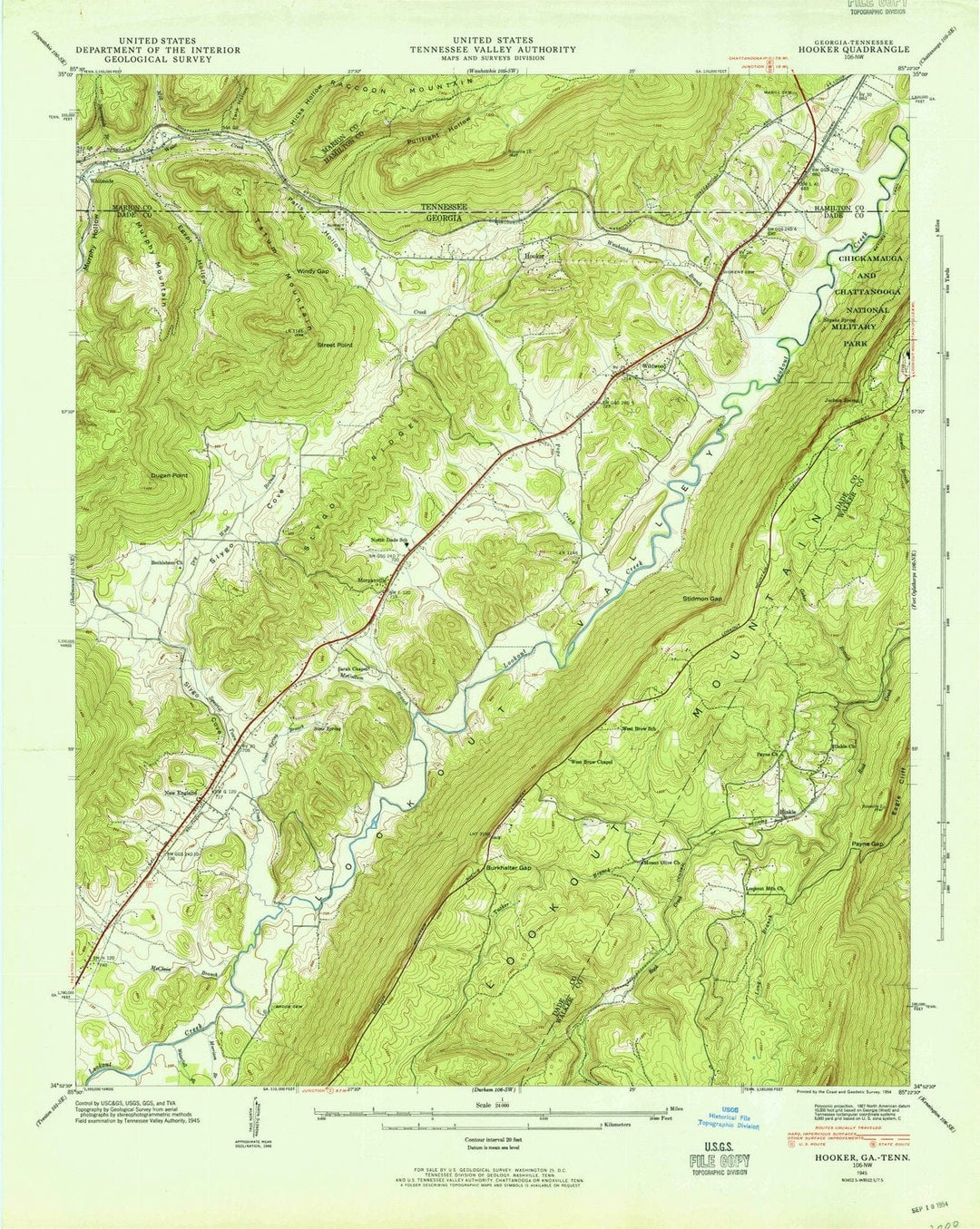 1945 Hooker, GA - Georgia - USGS Topographic Map