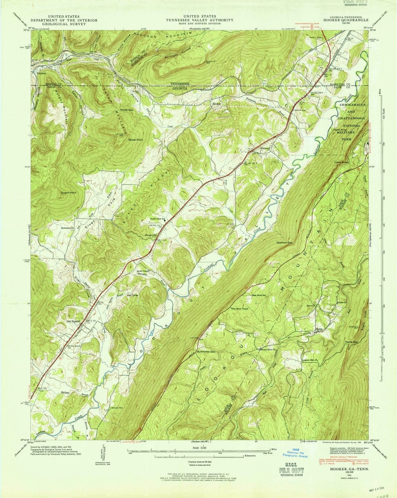 1945 Hooker, GA - Georgia - USGS Topographic Map