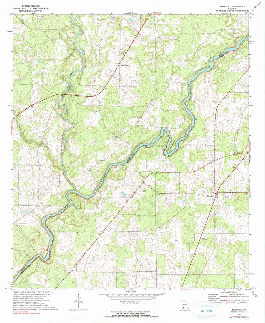1971 Hopeful, GA - Georgia - USGS Topographic Map