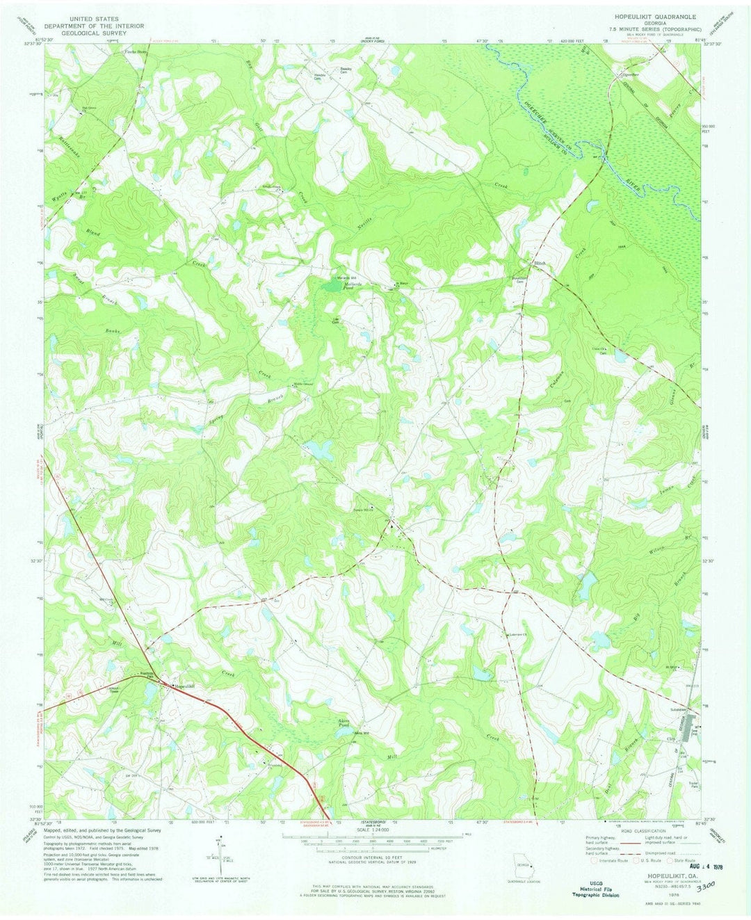 1978 Hopeulikit, GA - Georgia - USGS Topographic Map