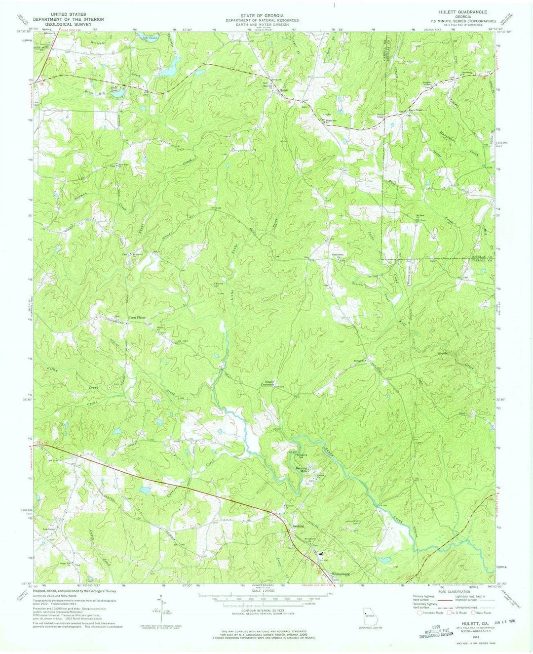 1973 Hulett, GA - Georgia - USGS Topographic Map