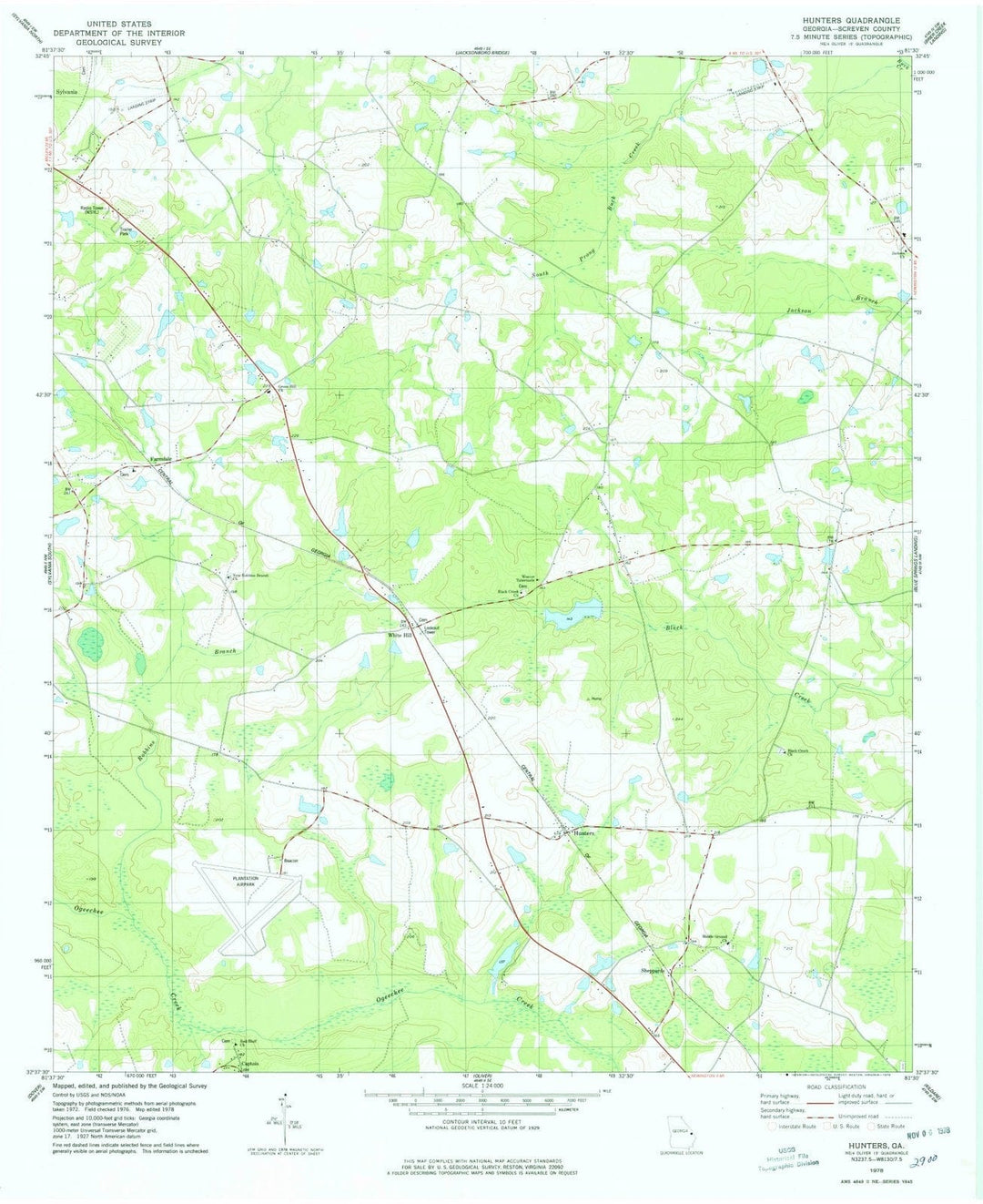 1978 Hunters, GA - Georgia - USGS Topographic Map