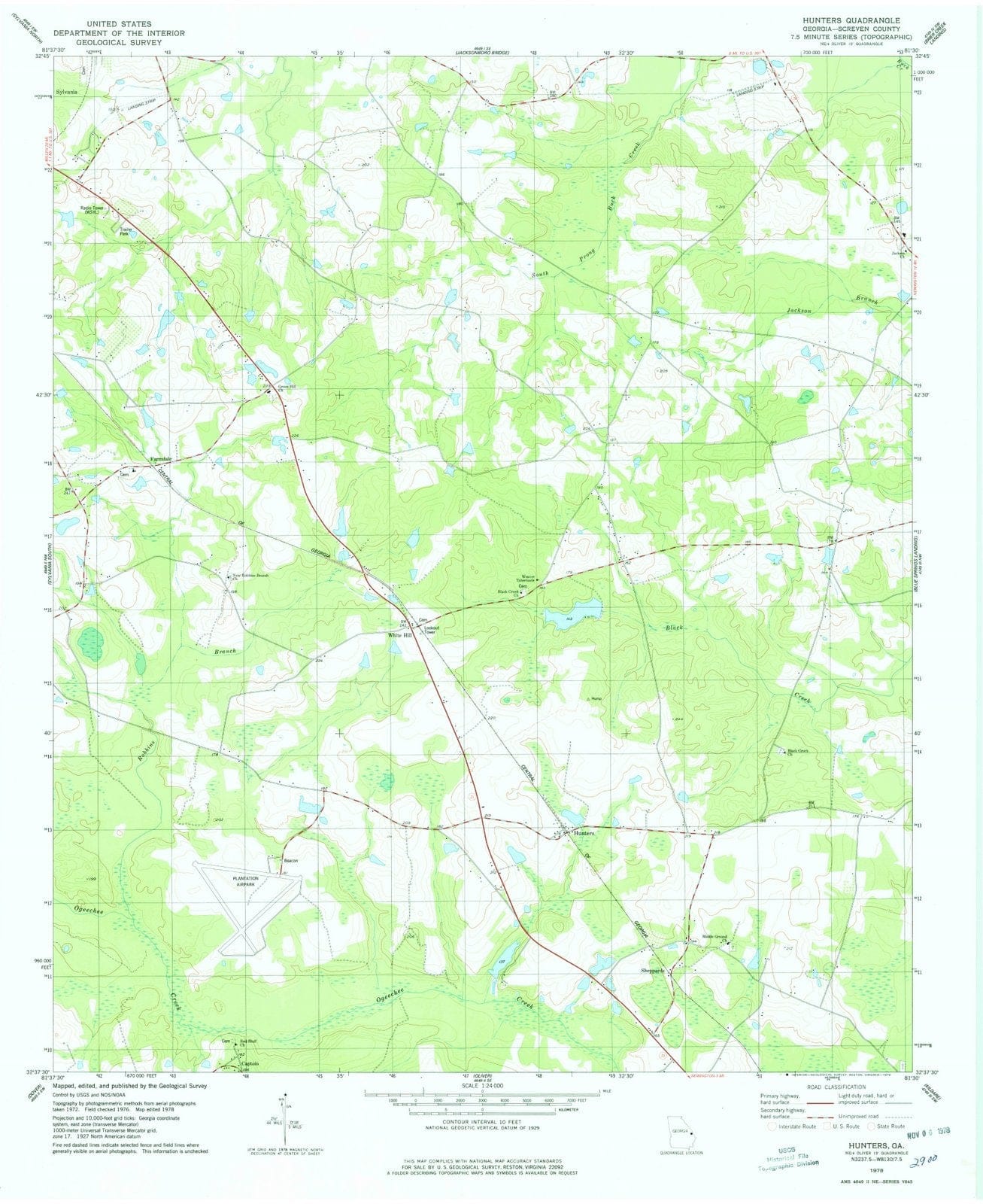 1978 Hunters, GA - Georgia - USGS Topographic Map