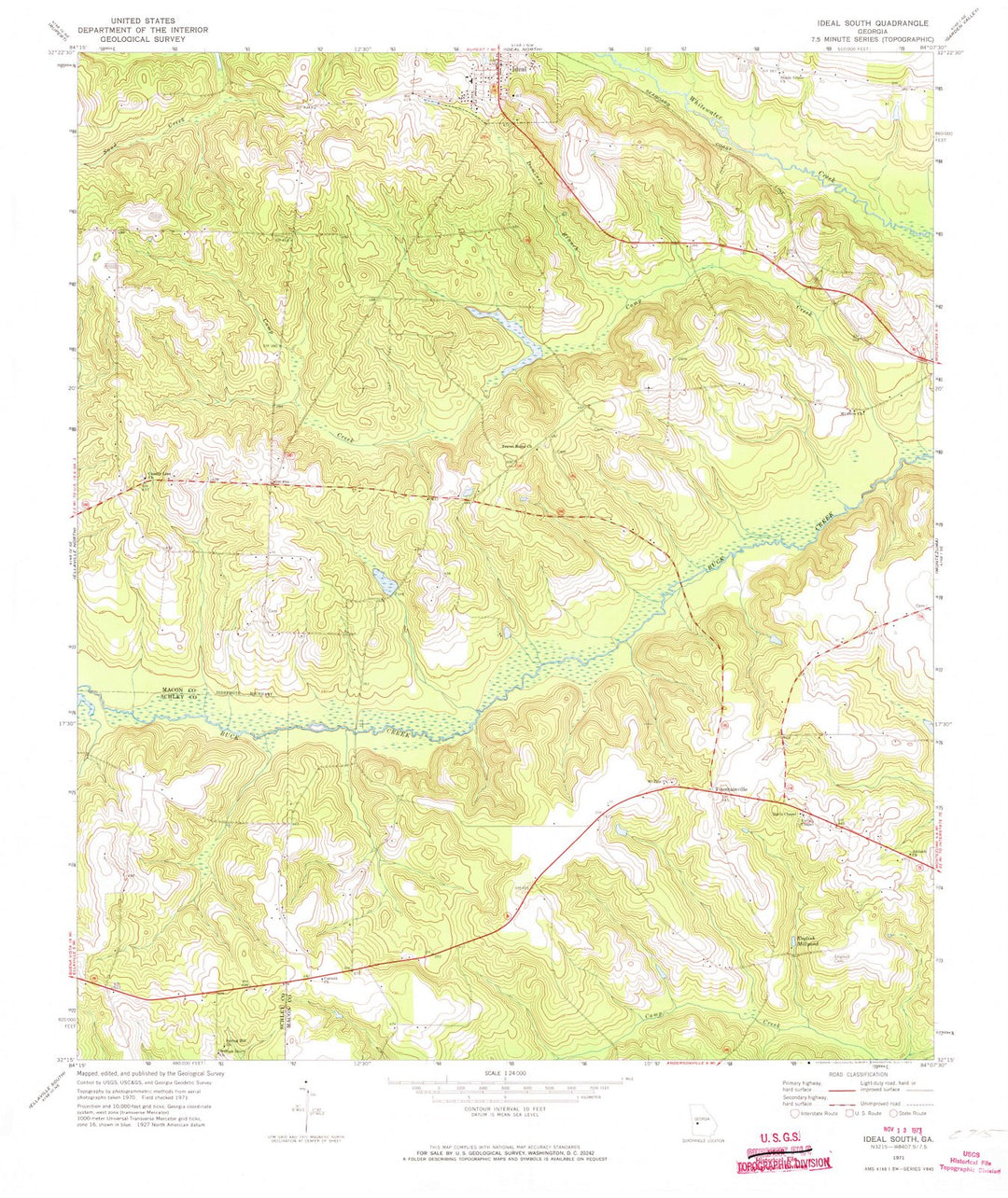 1971 Ideal South, GA - Georgia - USGS Topographic Map