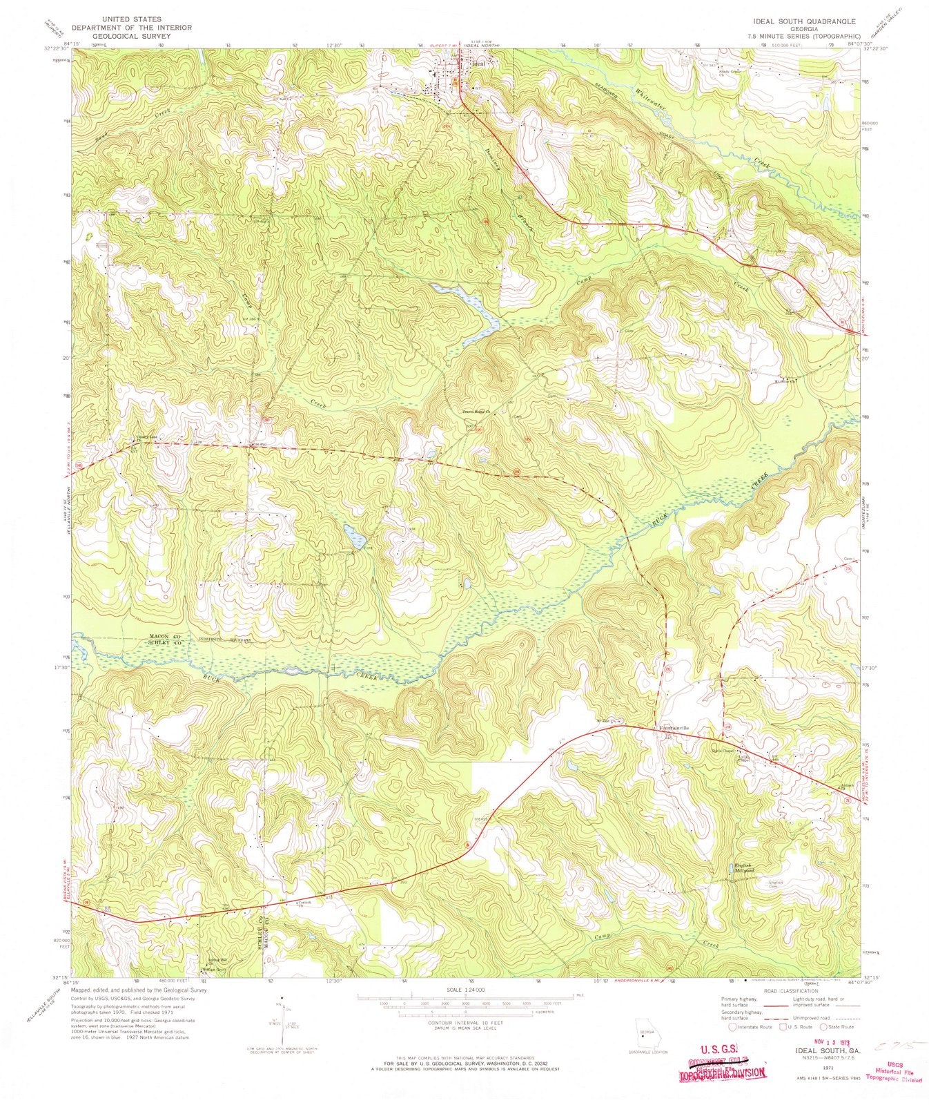 1971 Ideal South, GA - Georgia - USGS Topographic Map