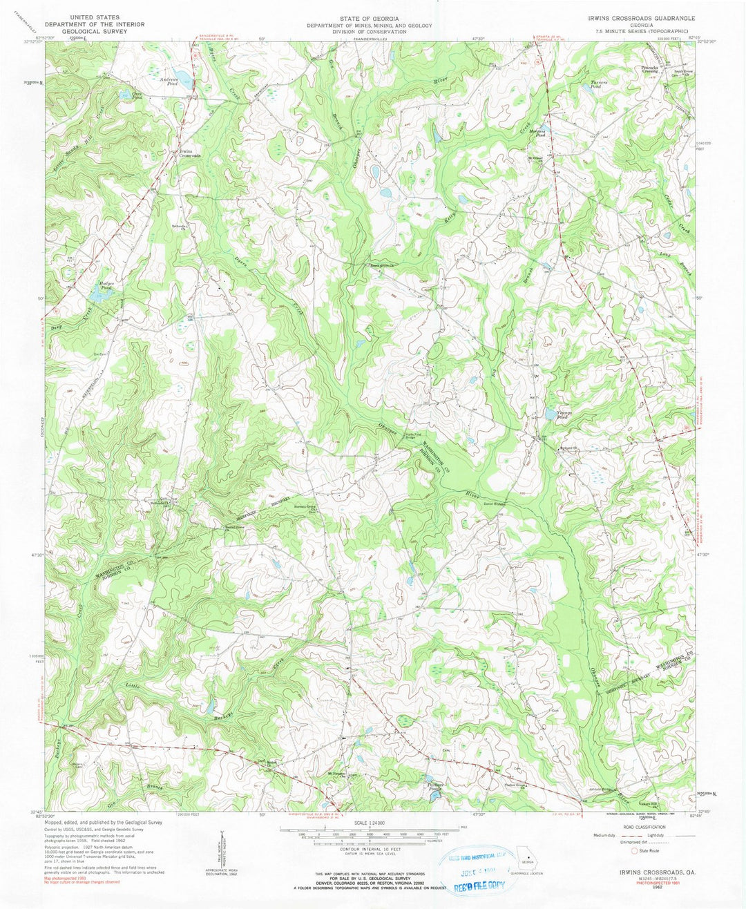 1962 Irwins Crossroads, GA - Georgia - USGS Topographic Map