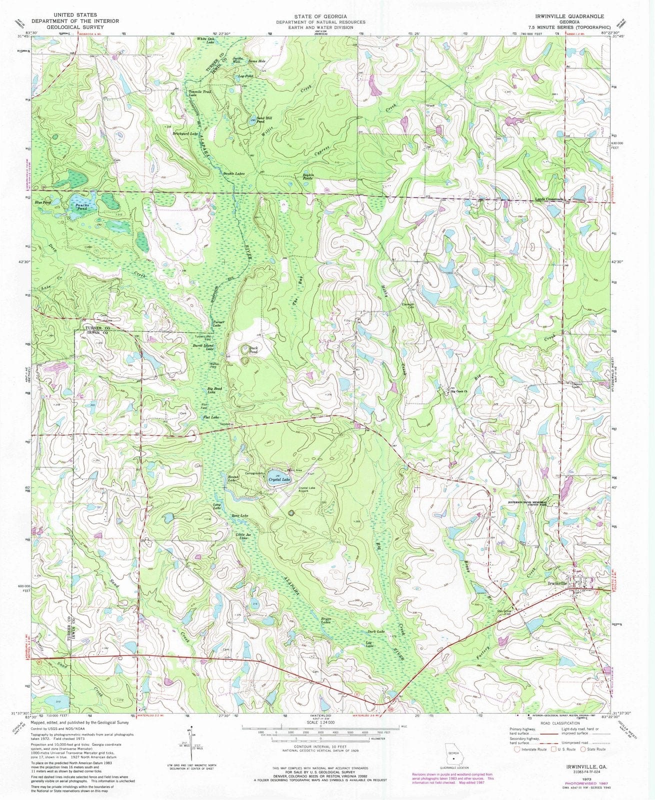 1973 Irwinville, GA - Georgia - USGS Topographic Map